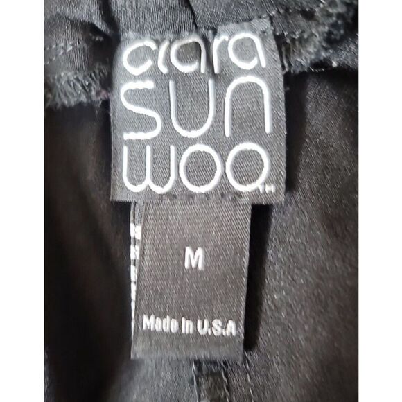 Clara Sun Woo Women's Black Pants Straight Artsy Pull on Stretch Size Medium t8 - Picture 5 of 6